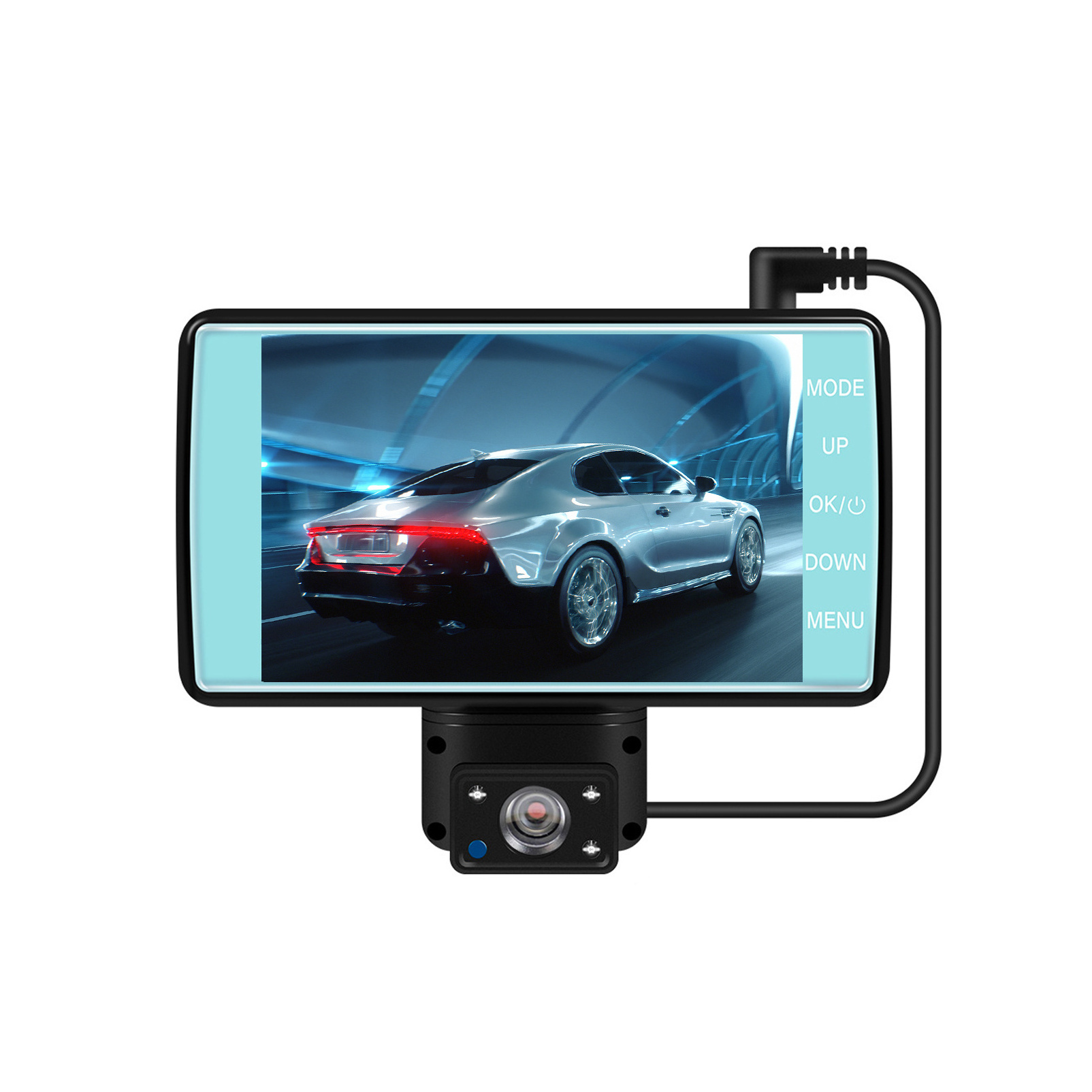 Customized 4-inch car mounted dash cam 1080P video recorder with rear view camera 2-in-1 recording night vision G sensor dash cam