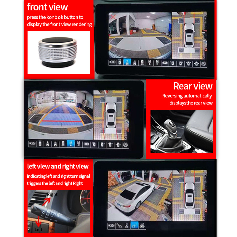 T5 360 Car Camera 3D Night Vision Around Bird View Security Camera System 4 Way 360 Degree Car Camera