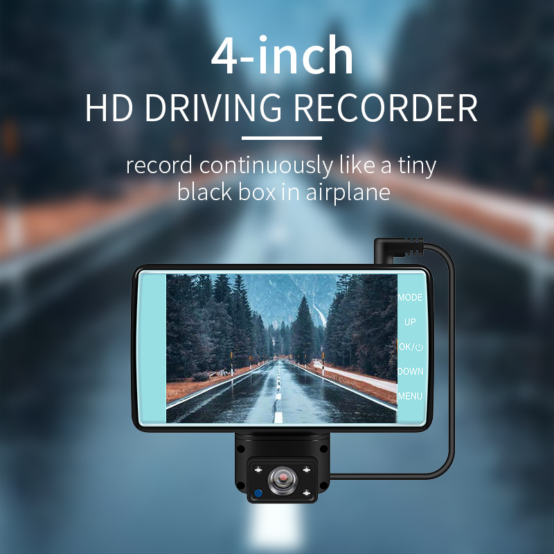 Customized 4-inch car mounted dash cam 1080P video recorder with rear view camera 2-in-1 recording night vision G sensor dash cam