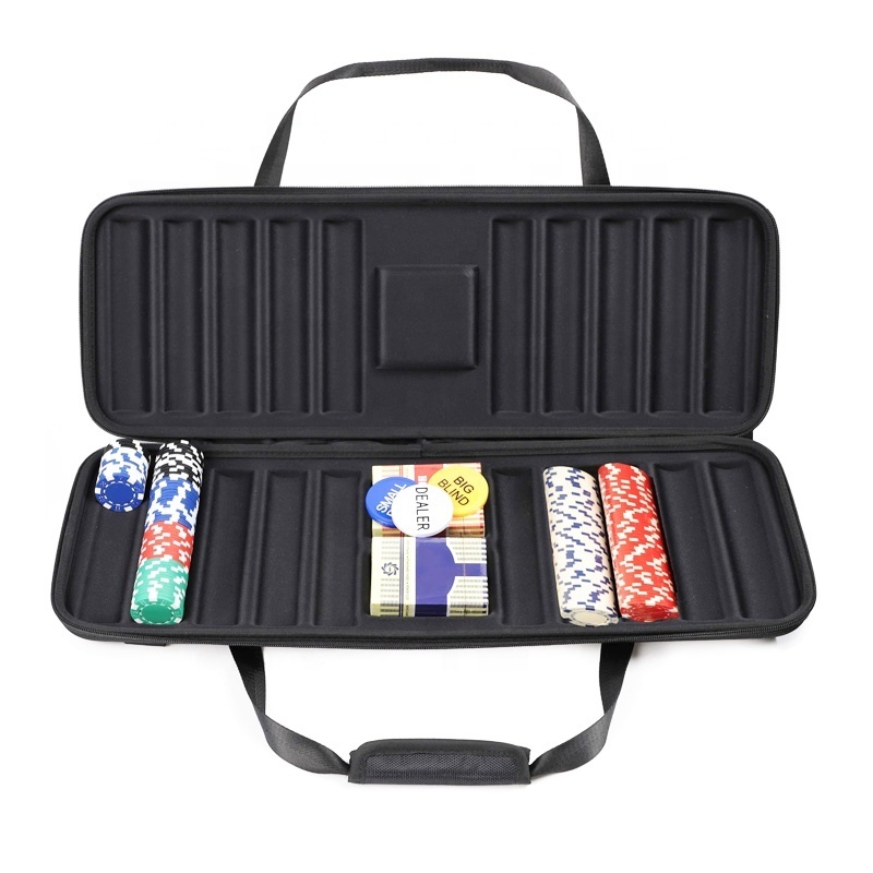 custom size Logo Oxford fabric PU material case 100 to 500 chips poker tray EVA case