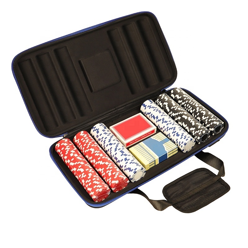 custom size Logo Oxford fabric PU material case 100 to 500 chips poker tray EVA case