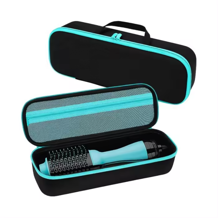 EVA Custom Hair Dryer Case Hairdresser Carrying Haircut Tool Box Hair Brush Hair Curling Pin Bag with Mesh Pocket Elastic Belt