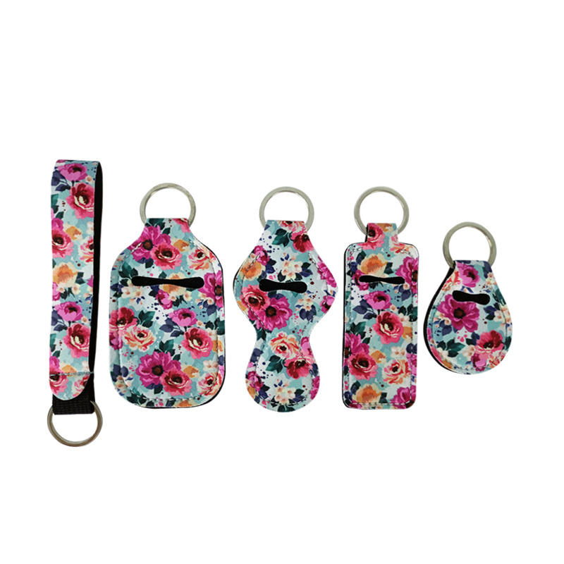 Wholesale fashionable durable neoprene portable sublimation chapstick lipstick holder keychain