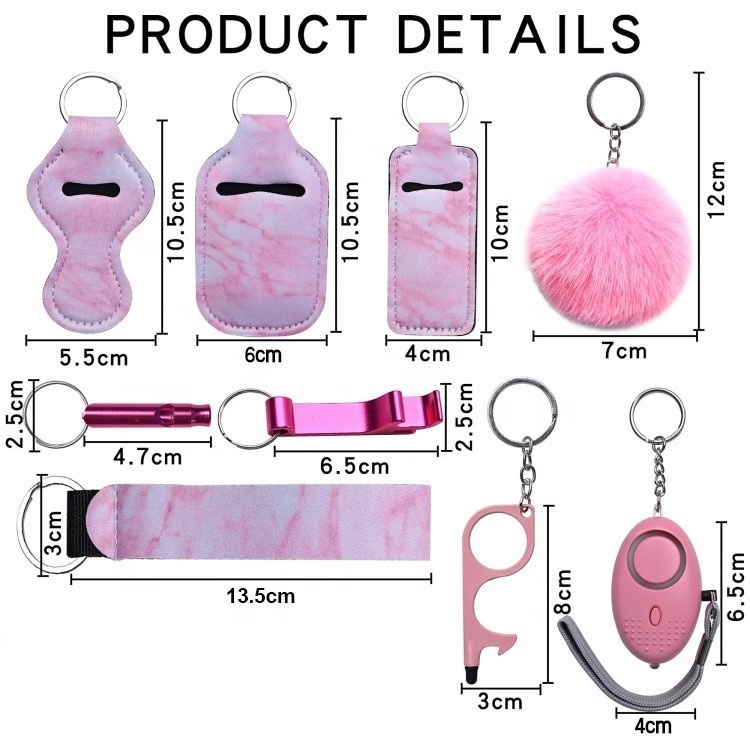 Wholesale Mini Window Breaker Alarm Bundle Girl Self Defense Keychain Set Accessories Women Self Defense Keychain