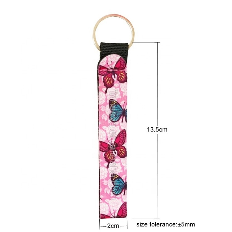 customized promotional roll sublimation key chain butterfly neoprene wristlet keychain