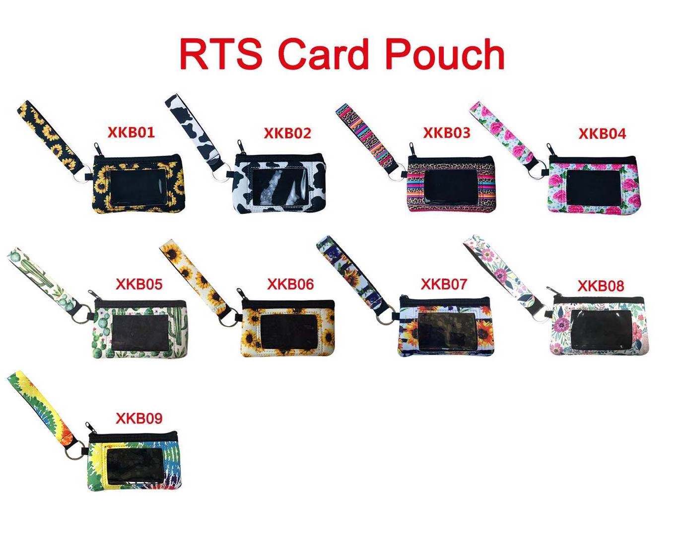 Stocked fashion neoprene credit card case holder zipper coin purse ID card bag with key chain