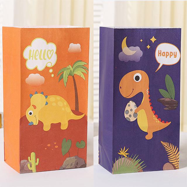 Dino Candy Treat Paper Bags Dinosaur Gift Bags for Kids Dinosaur Birthday Baby Shower Party Supplies