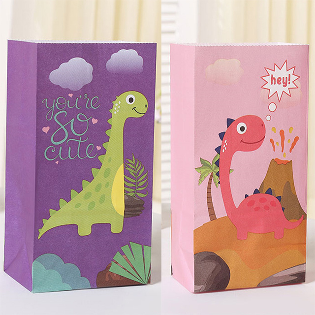 Dino Candy Treat Paper Bags Dinosaur Gift Bags for Kids Dinosaur Birthday Baby Shower Party Supplies