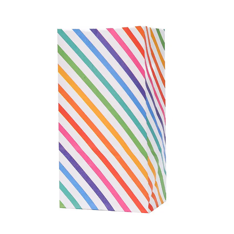 Paper bag with logo custom creative rainbow candy paper bag sacs en papier kraft