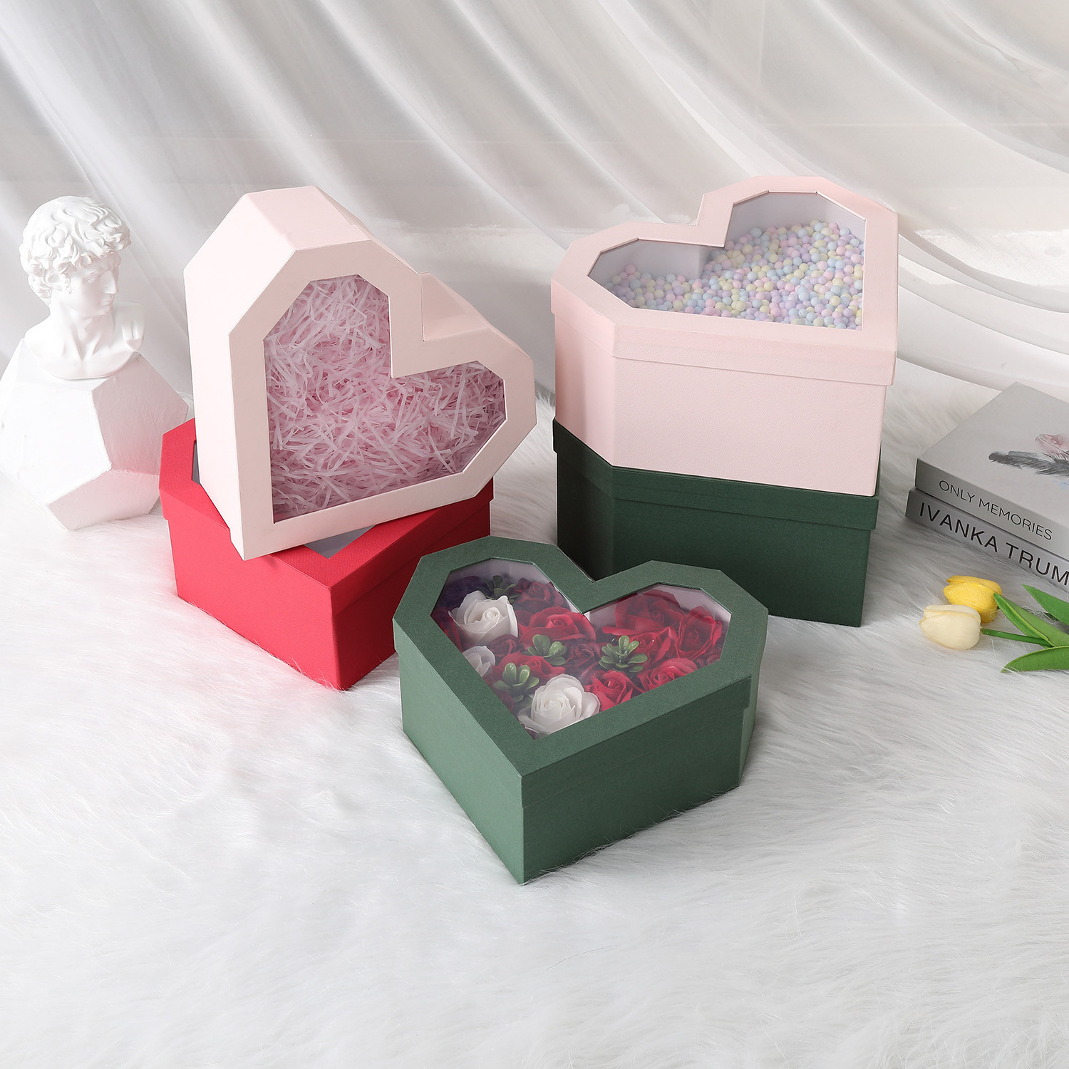 Transparent window flowers love gift box Tanabata Valentine's Day rose box gift packaging box wholesale