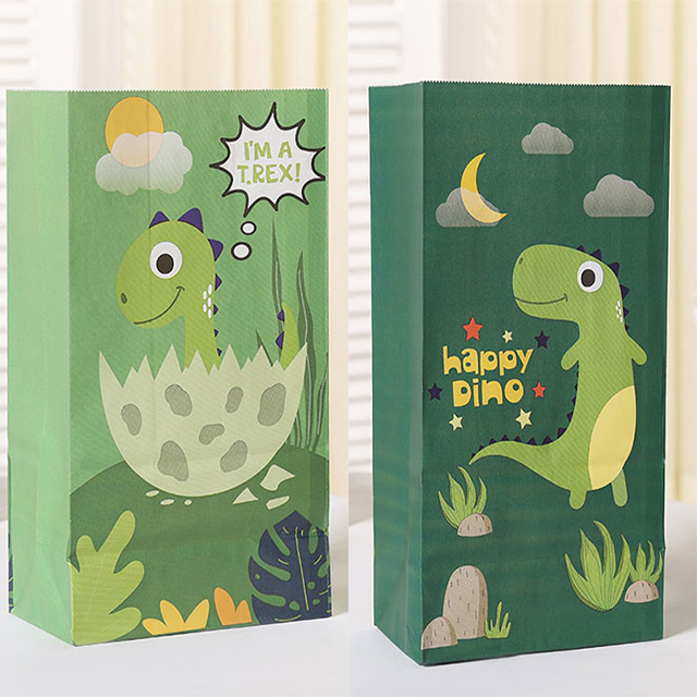 Dino Candy Treat Paper Bags Dinosaur Gift Bags for Kids Dinosaur Birthday Baby Shower Party Supplies