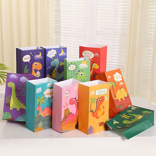 Dino Candy Treat Paper Bags Dinosaur Gift Bags for Kids Dinosaur Birthday Baby Shower Party Supplies