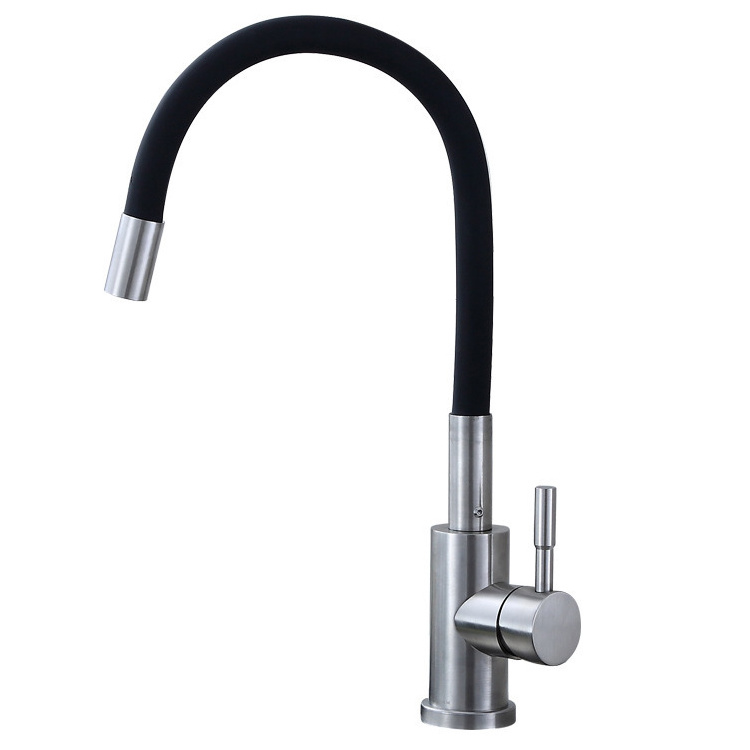 Oem Odm Service  360 Rotation Silicone Black Brushed Stainless Steel Sink Kitchen Faucet