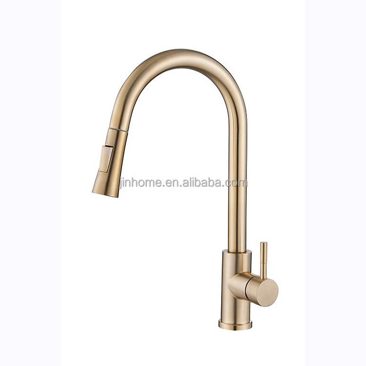 360 Degree Rotation Water Faucets Gold High Quality Kitchen Taps Single Handle Pull-out Kitchen Faucets