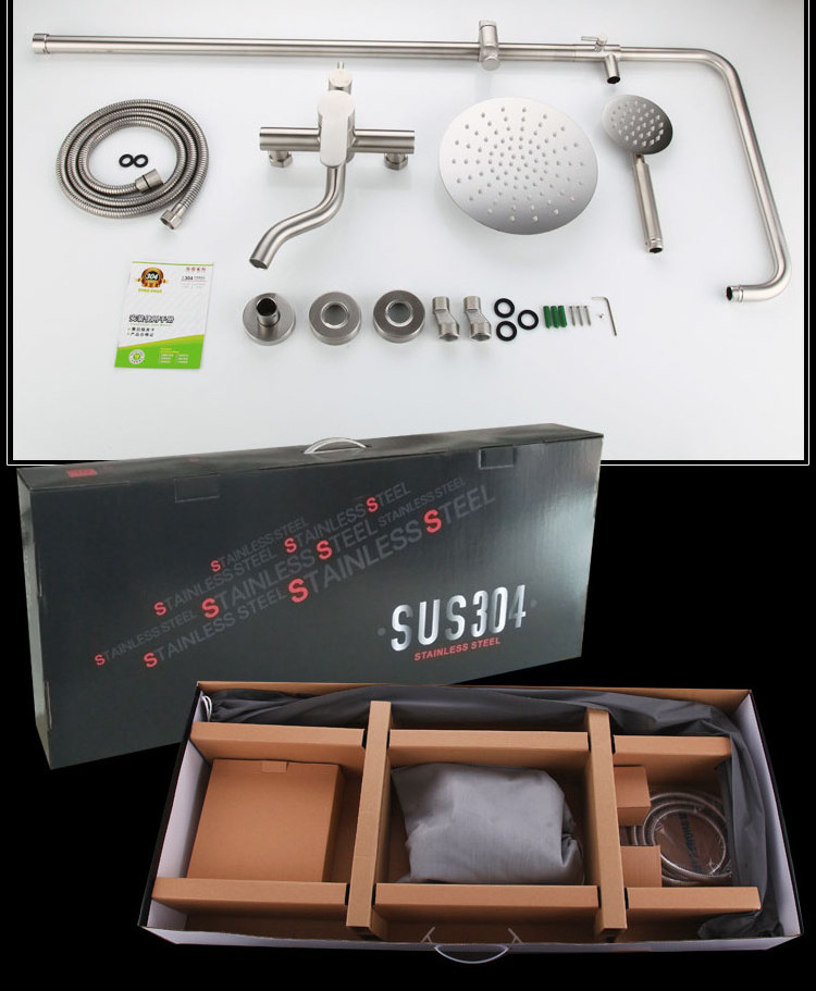 Factory Rain Shower Faucet Set Shower Mixer Valve Kit with Tub Spout Wall Mount Rain Bathroom Shower Kit