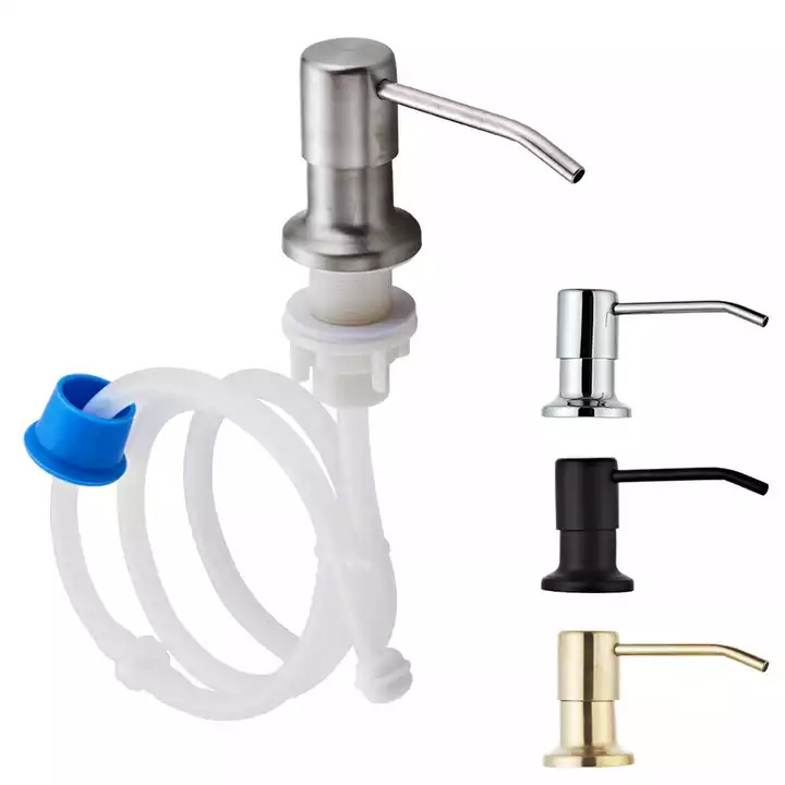 Russia  Kitchen Sink Liquid Soap Dispenser Pumps Stainless Steel Head Sink Hand Extension Silicone Tube Kit