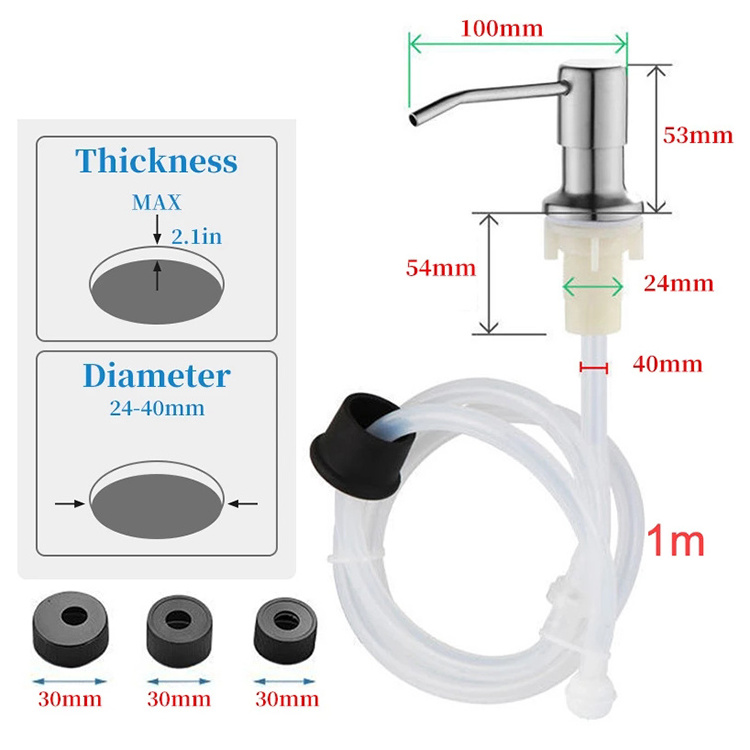 Russia  Kitchen Sink Liquid Soap Dispenser Pumps Stainless Steel Head Sink Hand Extension Silicone Tube Kit