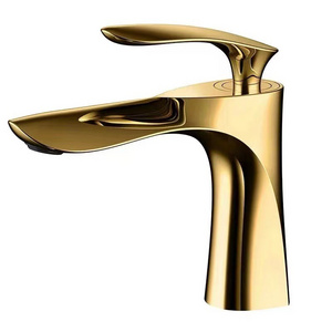 Hot Sale In Vietnamese Gold Basin Faucet Hot and Cold Water Sink Mixer Tap Deck Mounted Zinc Alloy Bath Faucets