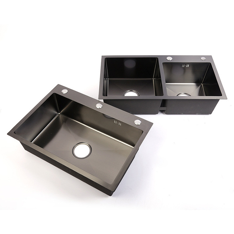 3.0MM Stainless Steel Kitchen Sink Custom Design  Fregadero SUS304 Deep Nano Black Finished Kitchen Sink