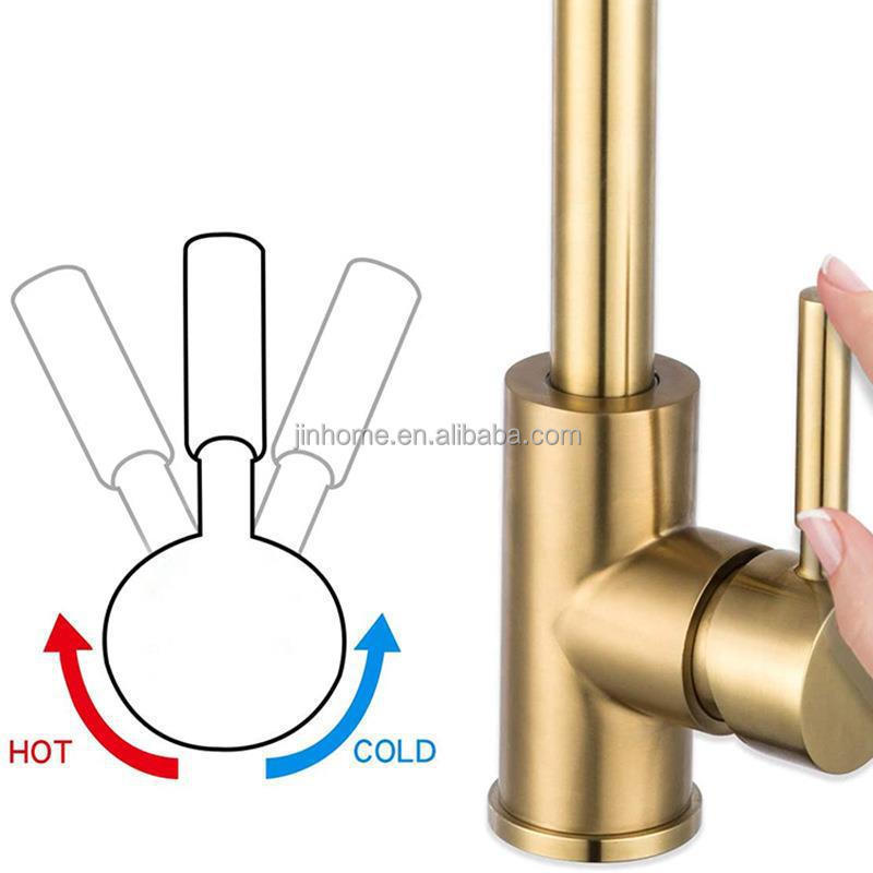 Gold Kitchen Faucet 360 Degree Rotation Stainless Steel 304 Kitchen Sink Tap Hot and Cold Water Mixer Tap