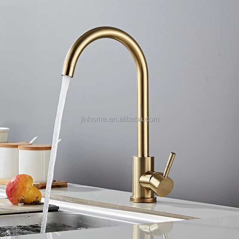 Gold Kitchen Faucet 360 Degree Rotation Stainless Steel 304 Kitchen Sink Tap Hot and Cold Water Mixer Tap