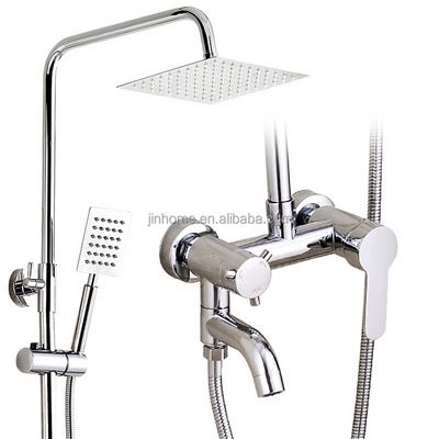 Chrome Brass Bath Shower Sets Square Round Hot Cold Waterfall Shower head  Wall Mounted Bathroom Shower Faucet