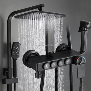 High Quality With 5 Years Warranty Brass Thermostatic Shower Head 4 Functions Bathroom Shower Set System Shower Mixer