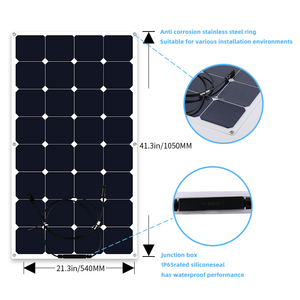 100W 17.6V Pet Sunpower Cells 23% High Efficiency Semi Flexible Marine Solar Energy Panel for RVs Yachts Boats Cars Campervans