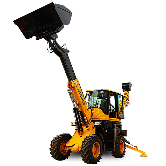 Small Garden Wheeled Backhoe Loader Excavator Compact Tractor with Loader and Backhoe