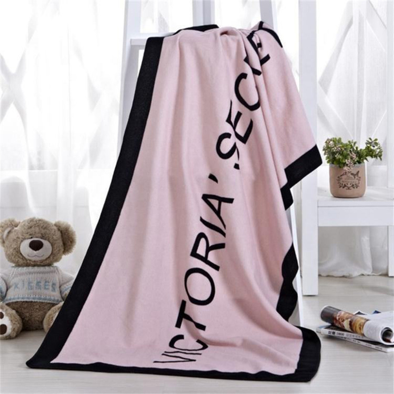 Custom designer digital monogram printed rectangle microfiber beach towel pink lounge chair cover multi-purpose