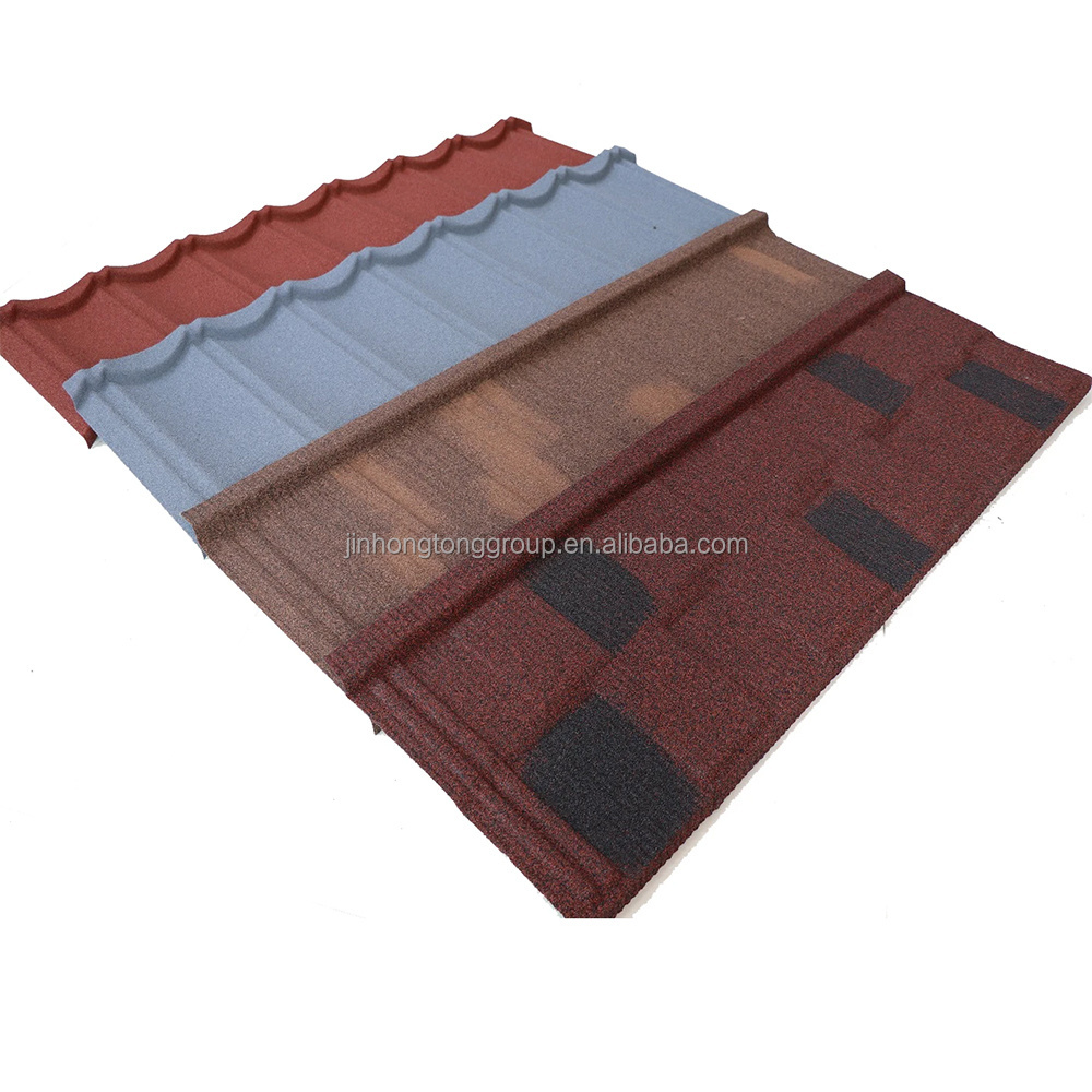 Factory Wholesale Stone Coated Roofing Zinc 1340*420*0.4mm Colored Stone Coated Metal Roofing Tiles