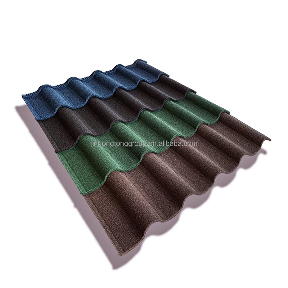 Factory Wholesale Stone Coated Roofing Zinc 1340*420*0.4mm Colored Stone Coated Metal Roofing Tiles