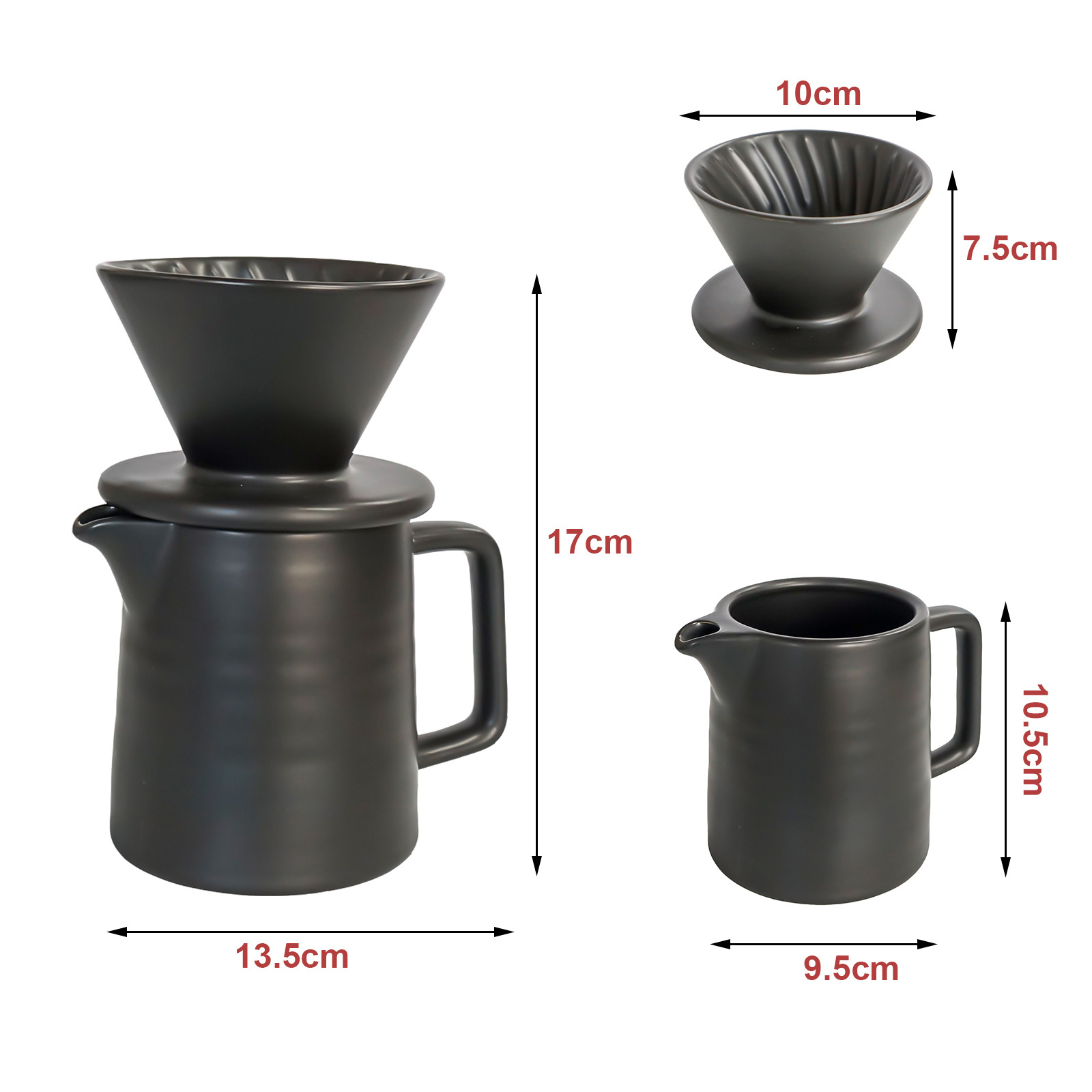 Reusable Accessories Pour Over Coffee Maker Set Ceramic Coffee Pot With Strainer Brew Drip Coffee Filter Dripper Kit