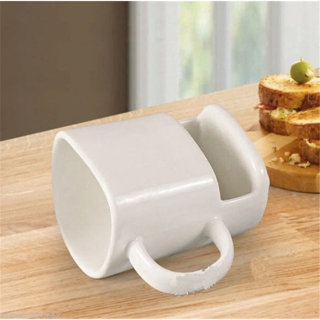 Wholesale Unique Creative Design Cafe Personalized Funny White Cookie Biscuit Holder Porcelain Custom Ceramic Coffee Mug