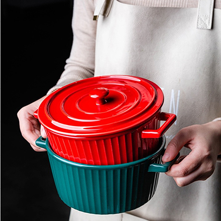 New design cookware microwave safe soup cooking pot mini casserole dish ceramic cooking pot casserole with lid