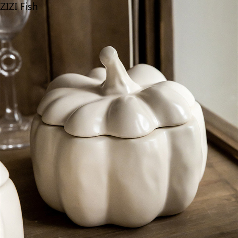 Pot Bougie Contenant Bougie Wholesale Porcelain Candle Holder White Empty Halloween Pumpkin Unique Ceramic Candle Jar With Lid