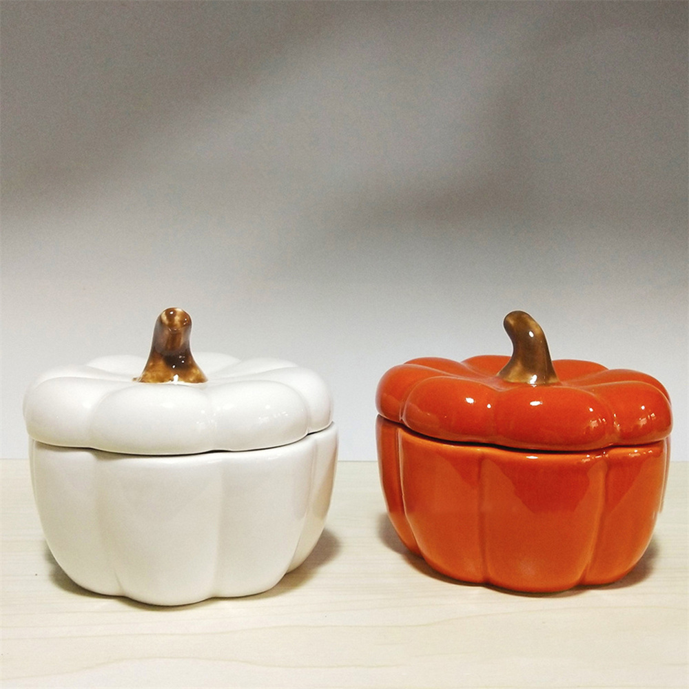 Pot Bougie Frasco Velas Wholesale Bulk Candle Making Container Halloween Pumpkin Shaped Ceramic Empty Candle Jar With Lid