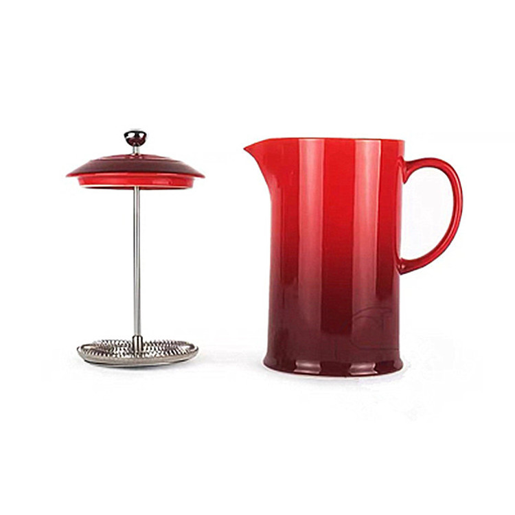 Factory direct selling cheap coffee maker pot ceramic coffee french coffee press with strainer