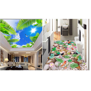 Wholesale Custom Non-slip 3D Crystal Gloss Epoxy Floor Painting For Kids Wallpaper PVC Adhesive Wear