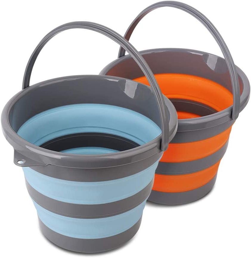 Hot Sell 10L Folding Round Vegetable Washing Ice Bucket Outdoor Camping Fishing Plastic Water Bucket