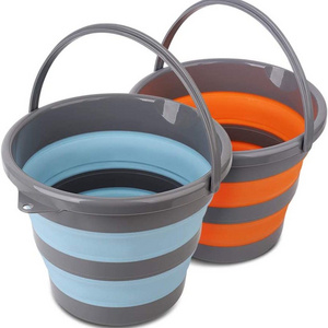 Hot Sell 10L Folding Round Vegetable Washing Ice Bucket Outdoor Camping Fishing Plastic Water Bucket