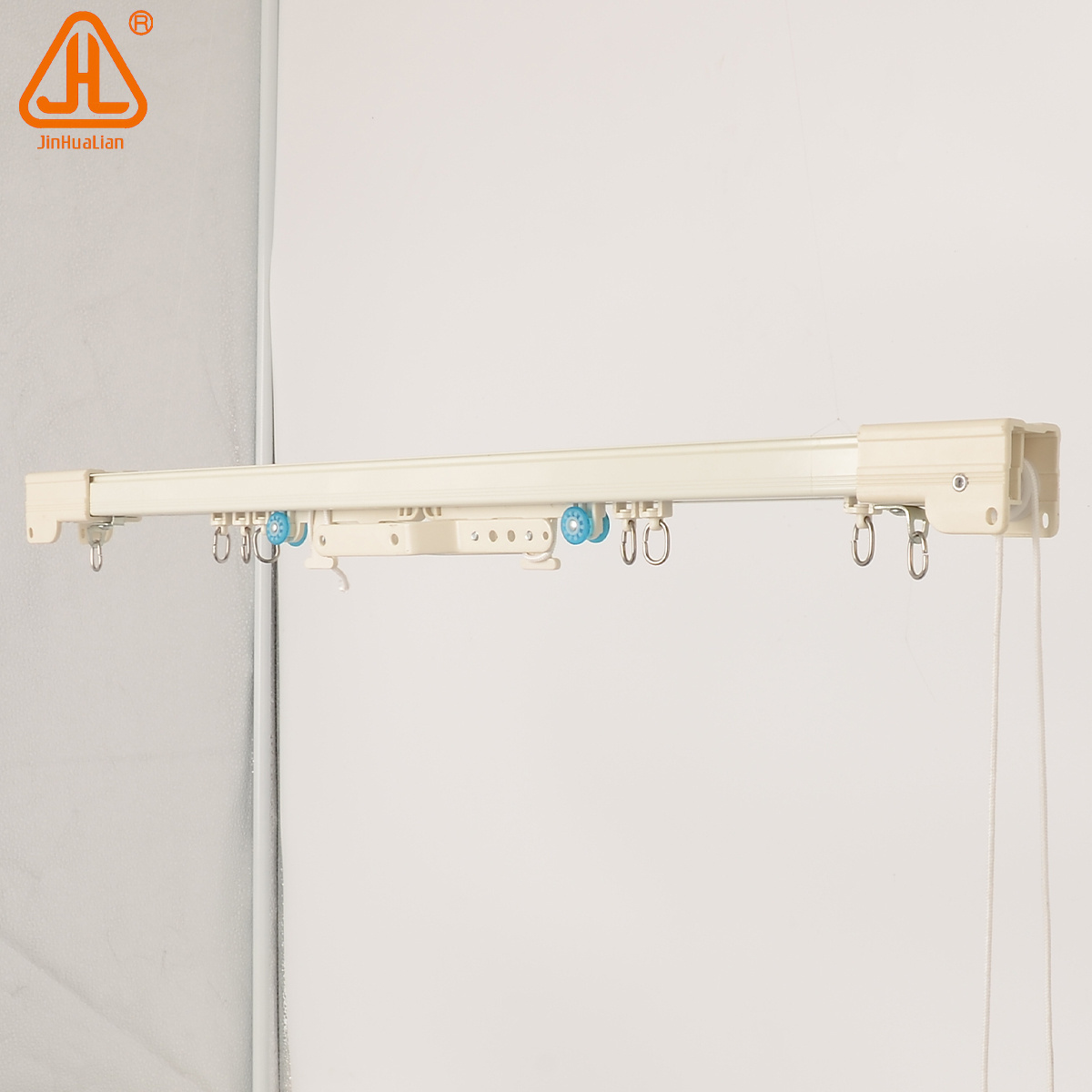 Heavy Duty Ceiling Mounted Aluminum Ripple fold curtain track Adjustable curtain track With Pulley System