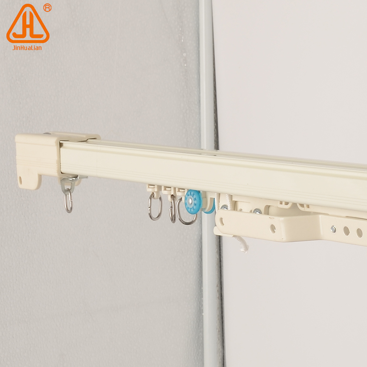 Heavy Duty Ceiling Mounted Aluminum Ripple fold curtain track Adjustable curtain track With Pulley System