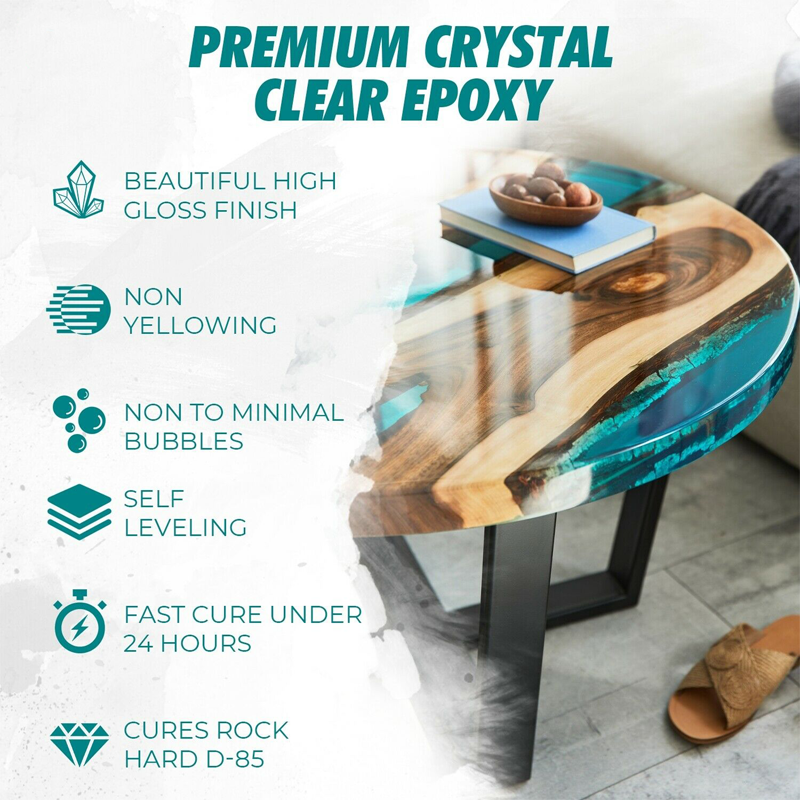 Aquaseal Table Top Marine Crystal Clear Super Gloss arts and crafts Epoxy 1:1 Resin in Clear 1 Gallon Kit Epoxy Wood Resin