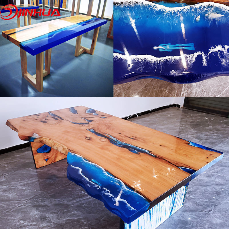 epoxy resin table top deep pouring Transparent Liquid Crystal AB Epoxy Resin For Wood Table Crafts Wood Adhesive Glue