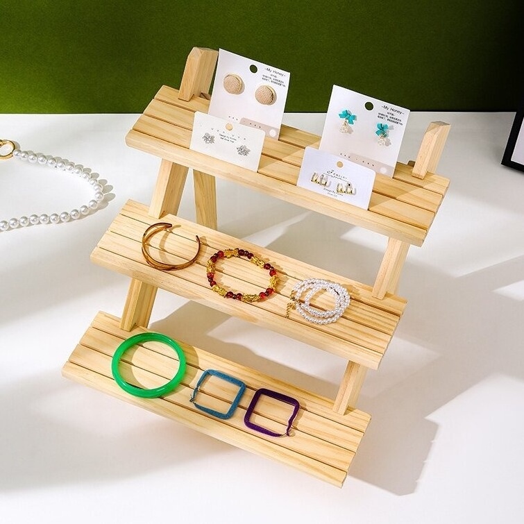 Log ladder jewelry rack bracelet ring storage display rack removable jewelry doll display stand