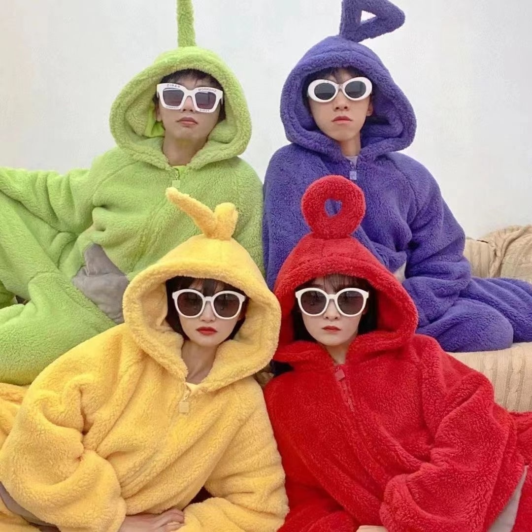 JH Customization | Teletubbies costume cute doll costume Halloween party Tik Tok hat sale flannel one-piece pajamas