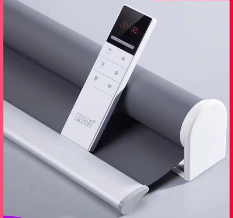 Remote Control Motorized Light Adjust Roller Blinds Battery Blackout  Motor Single Layer Roller Blind