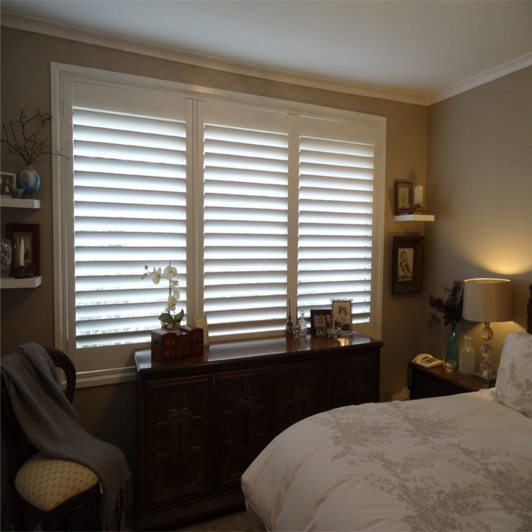 custom horizontal bi-fold White Primed Waterproof Shutter Aluminum Wooden PVC Plantation Shutter