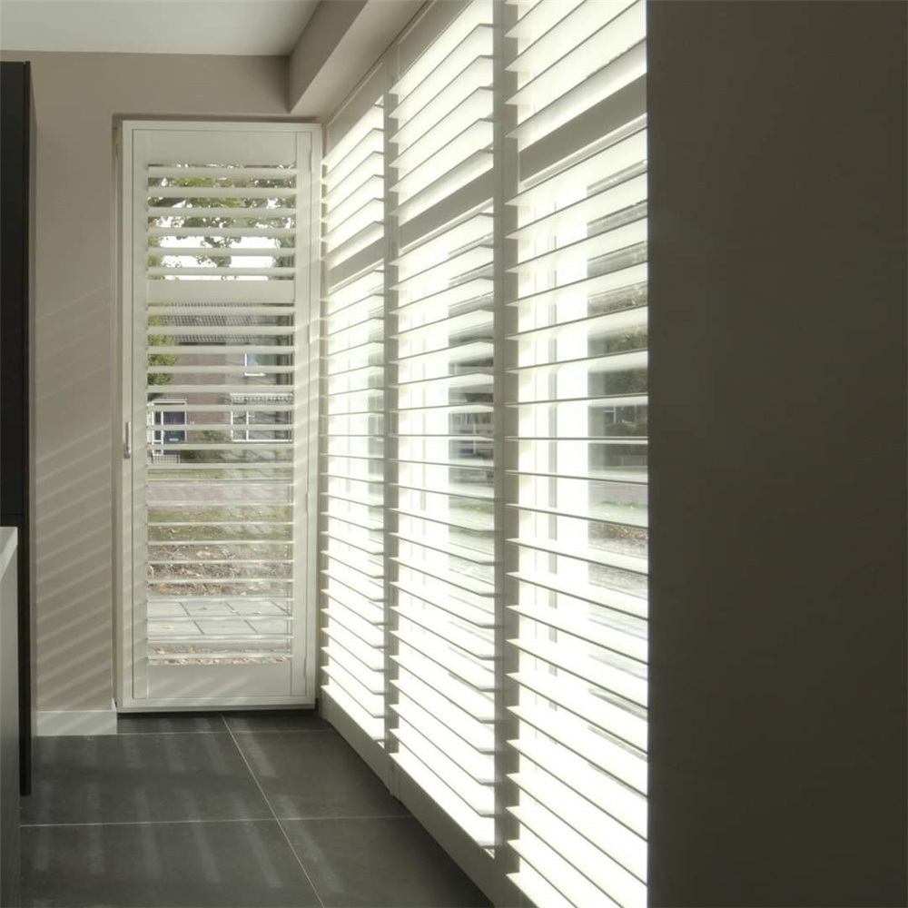 World hot sales home Interior white color PVC Louver Shutter White blade Plantation Shutter